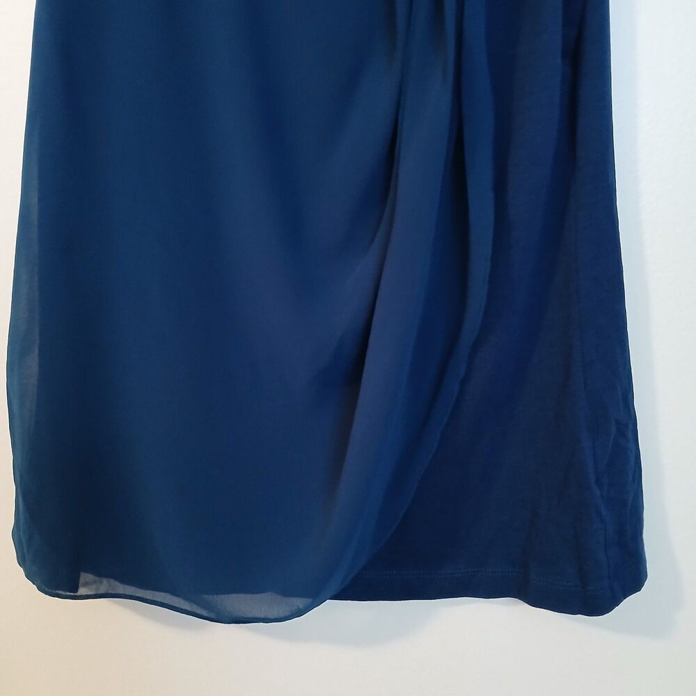 ELLE Blue Tie Knot Sleeveless Pima Cotton Blend Top Blouse Medium EL20027 NEW - Picture 3 of 9